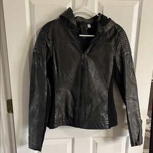 Sleek Black Leather Jacket for Women